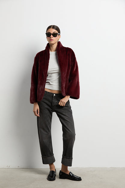 Chaqueta de visón modelo Kyoto burdeos