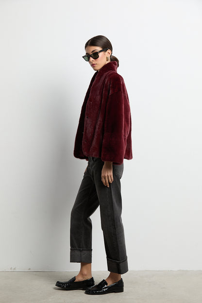 Chaqueta de visón modelo Kyoto burdeos