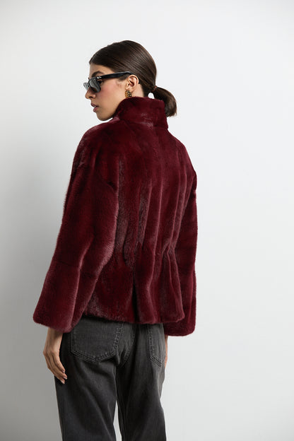 Chaqueta de visón modelo Kyoto burdeos