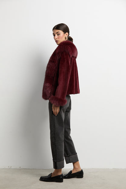 Chaqueta visón rasado con zorro burdeos DIVA COLLECTION (Copia)