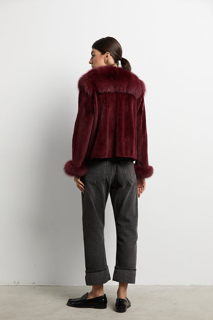 Chaqueta visón rasado con zorro burdeos DIVA COLLECTION (Copia)