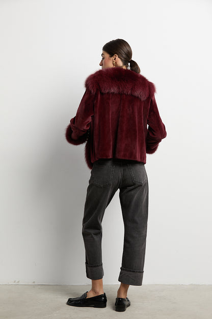 Chaqueta visón rasado con zorro burdeos DIVA COLLECTION (Copia)