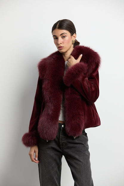 Chaqueta visón rasado con zorro burdeos DIVA COLLECTION (Copia)