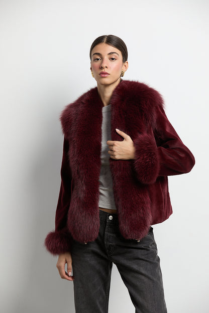 Chaqueta visón rasado con zorro burdeos DIVA COLLECTION (Copia)