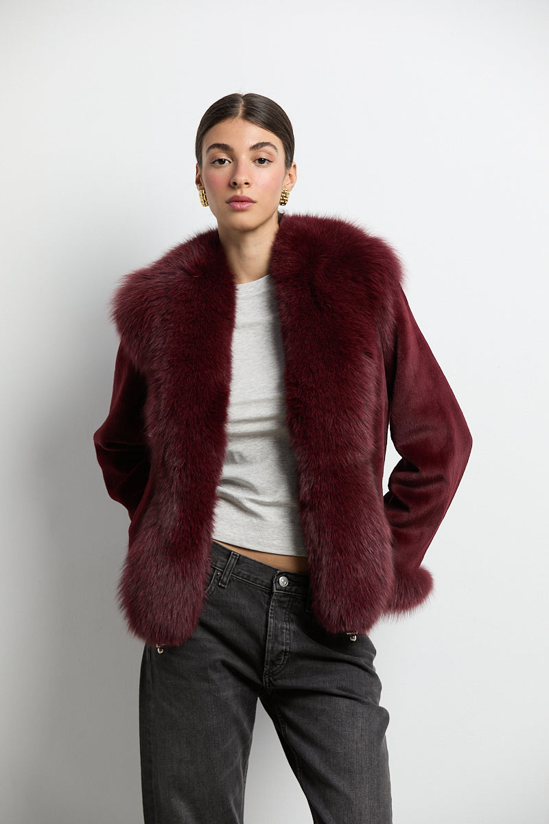 Chaqueta visón rasado con zorro burdeos DIVA COLLECTION (Copia)