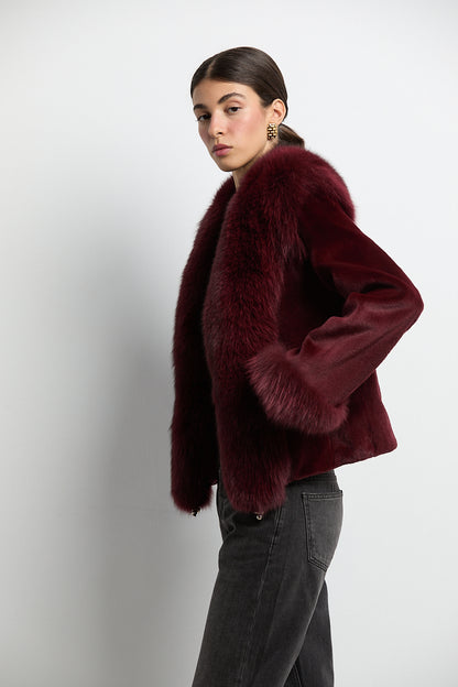 Chaqueta visón rasado con zorro burdeos DIVA COLLECTION (Copia)