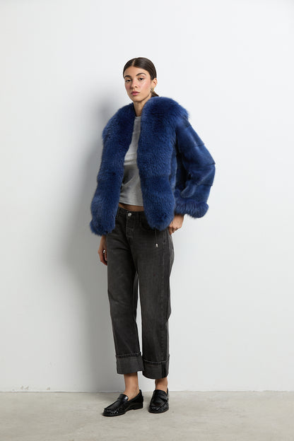 Chaqueta visón con zorro azul DIVA COLLECTION