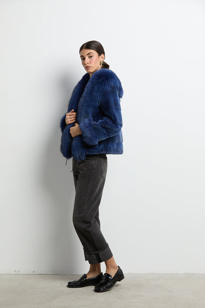 Chaqueta visón con zorro azul DIVA COLLECTION