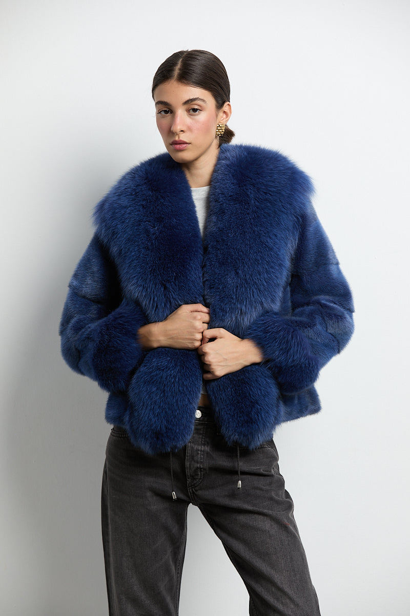 Chaqueta visón con zorro azul DIVA COLLECTION