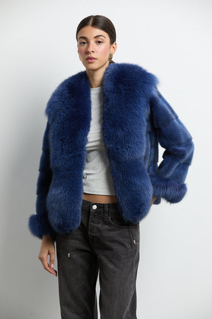 Chaqueta visón con zorro azul DIVA COLLECTION