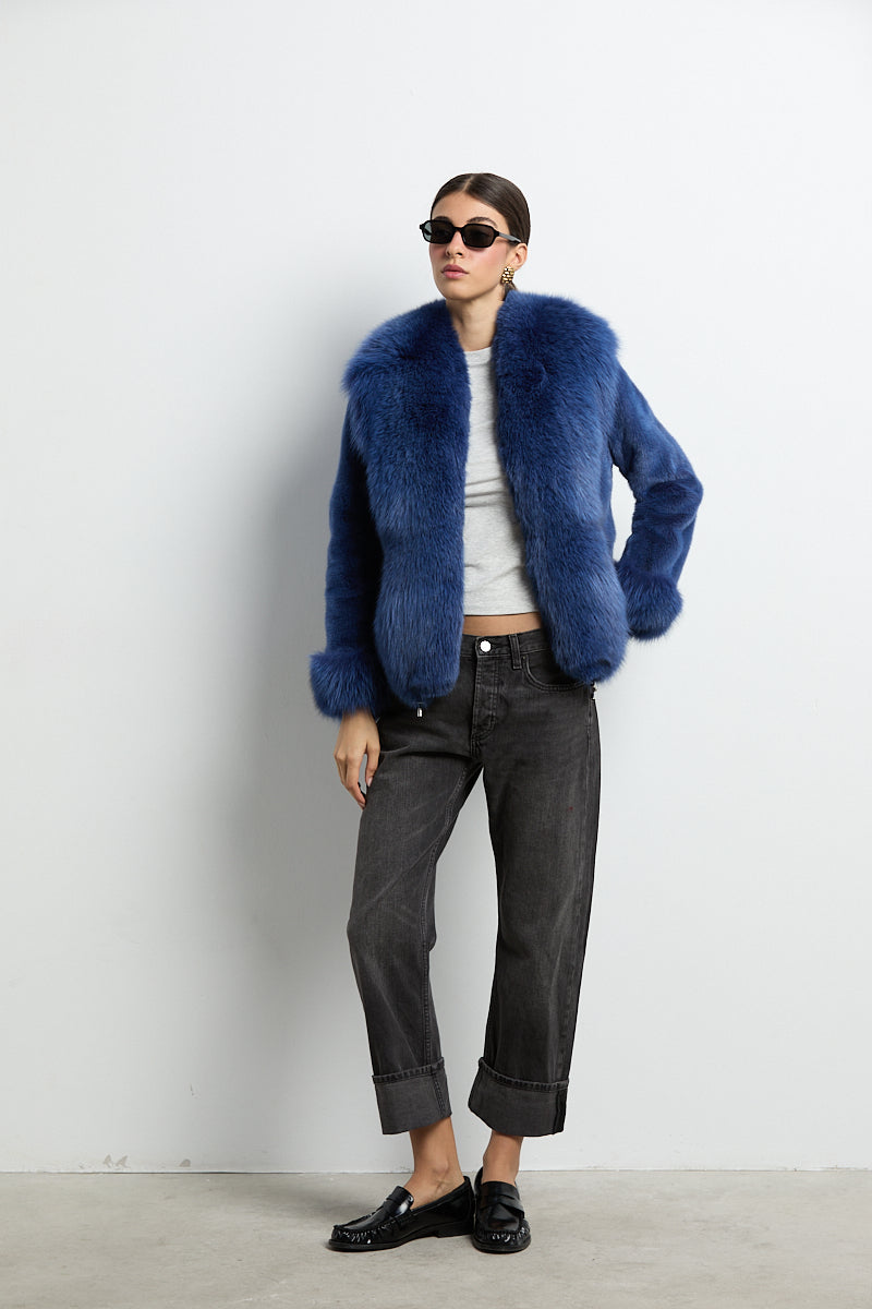 Chaqueta visón con zorro azul DIVA COLLECTION