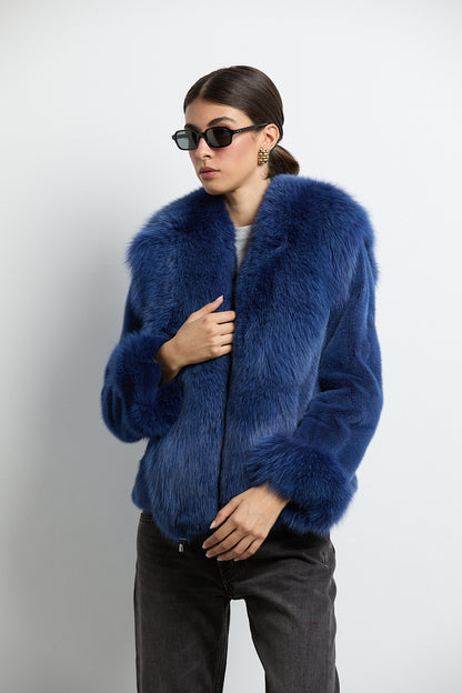 Chaqueta visón con zorro azul DIVA COLLECTION