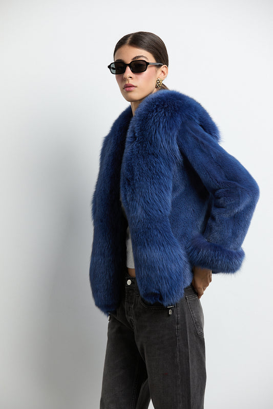 Chaqueta visón con zorro azul DIVA COLLECTION