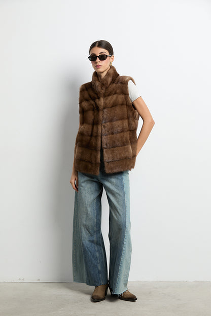 Chaleco visón natural demi