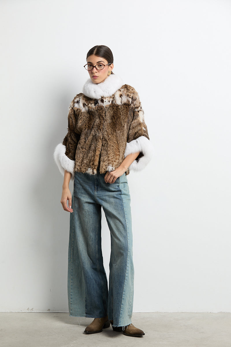 Capa tipo kimono lince patchwork con zorro