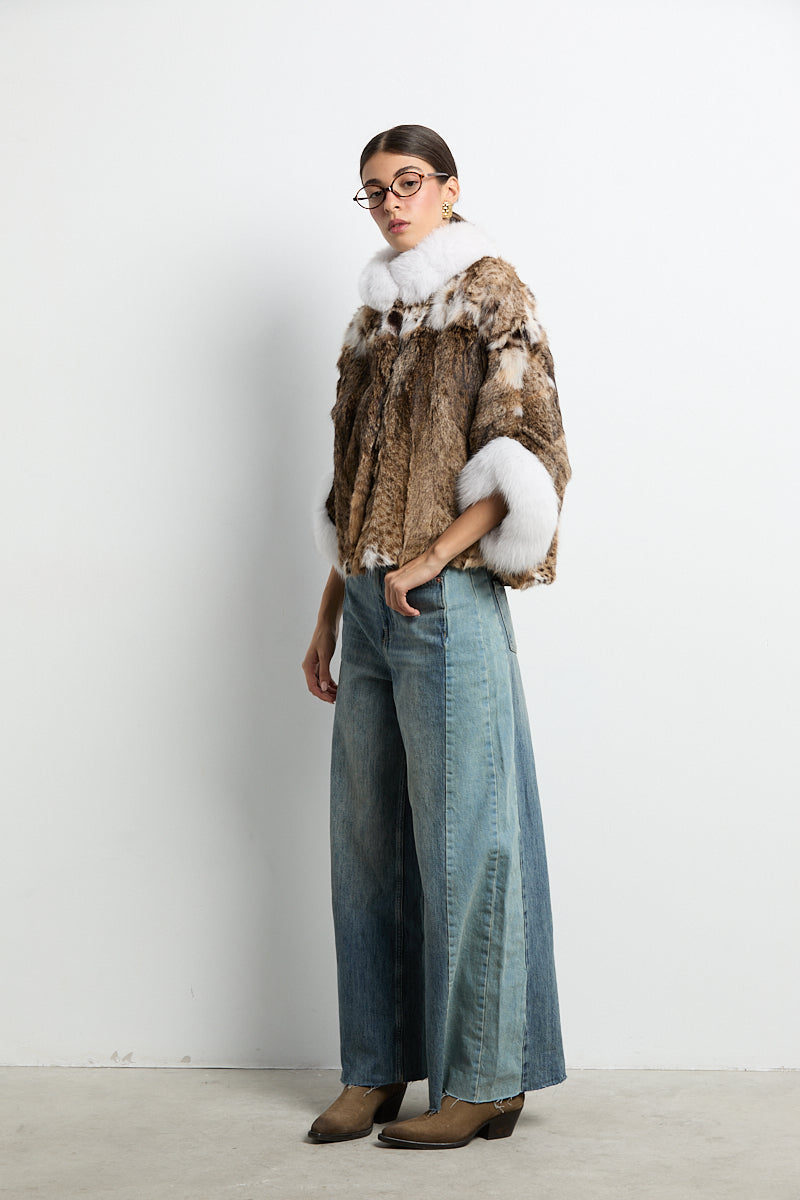 Capa tipo kimono lince patchwork con zorro