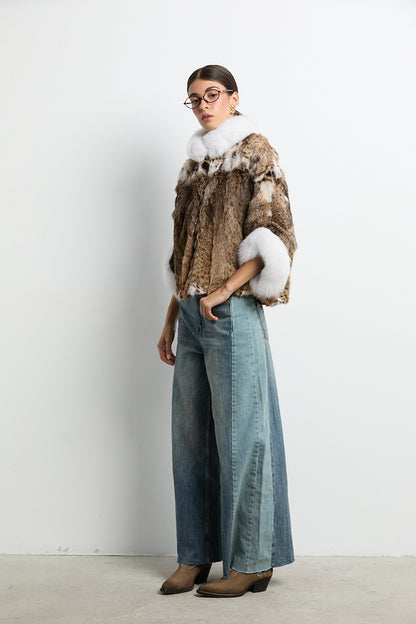 Capa tipo kimono lince patchwork con zorro