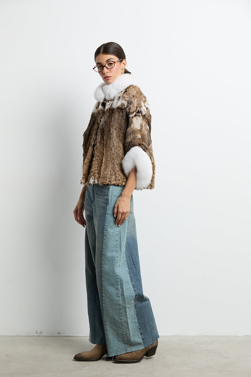 Capa tipo kimono lince patchwork con zorro