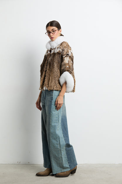 Capa tipo kimono lince patchwork con zorro