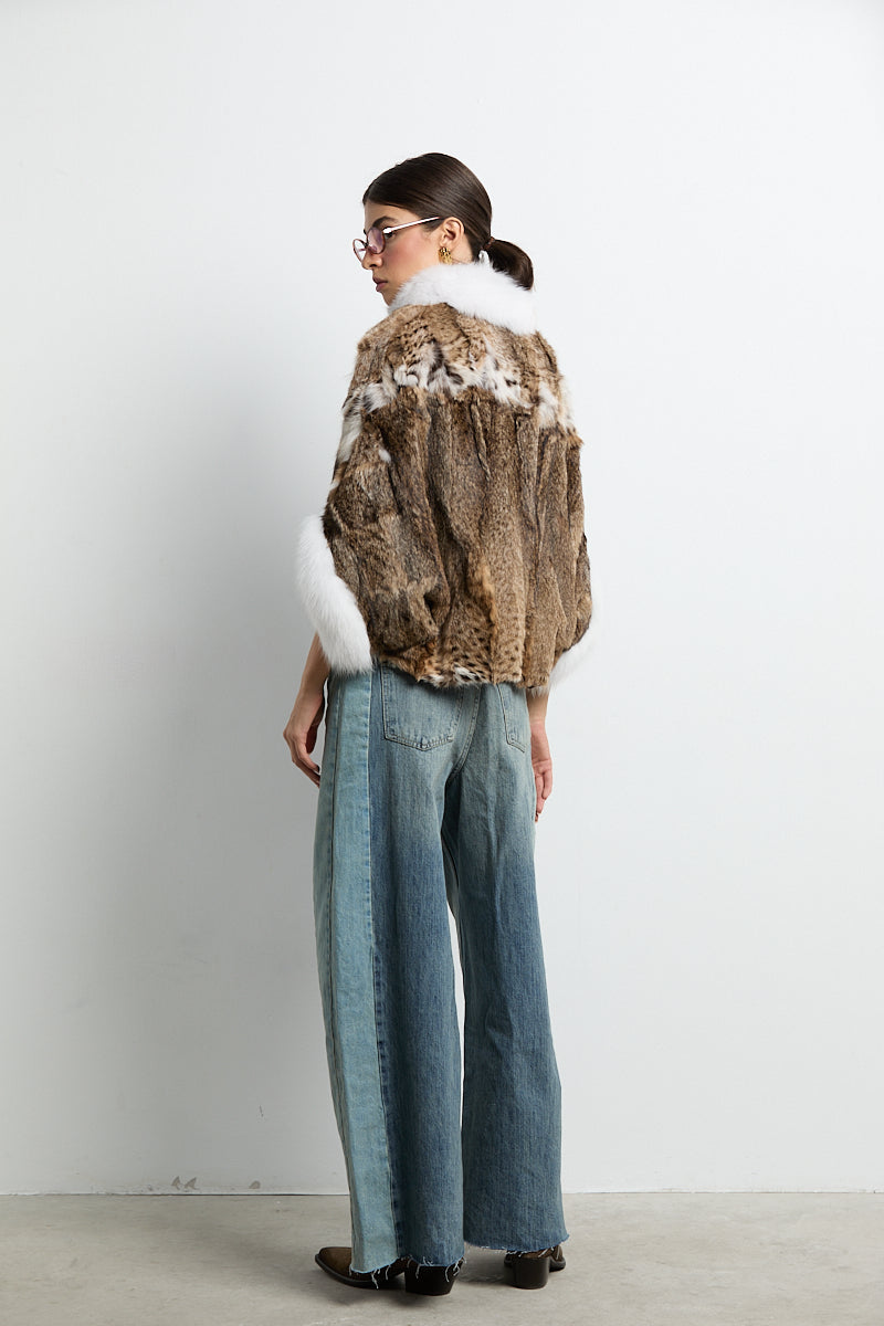 Capa tipo kimono lince patchwork con zorro