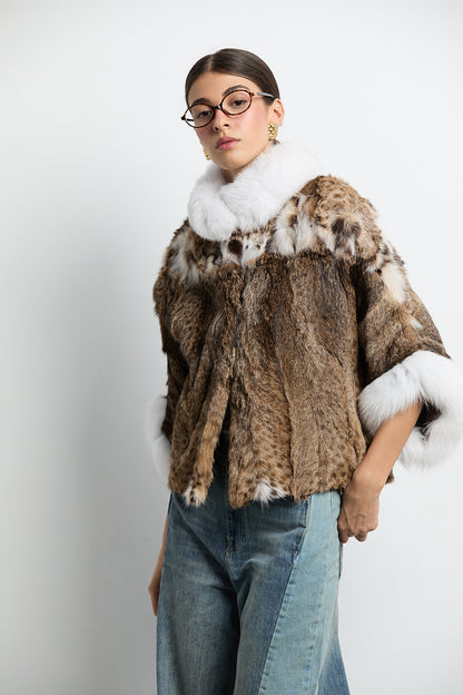 Capa tipo kimono lince patchwork con zorro