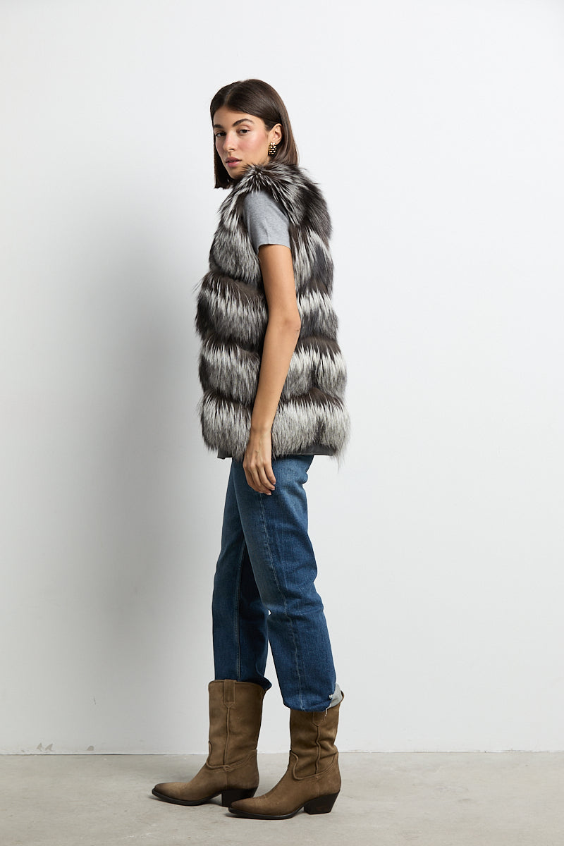 Chaleco zorro natural silver fox