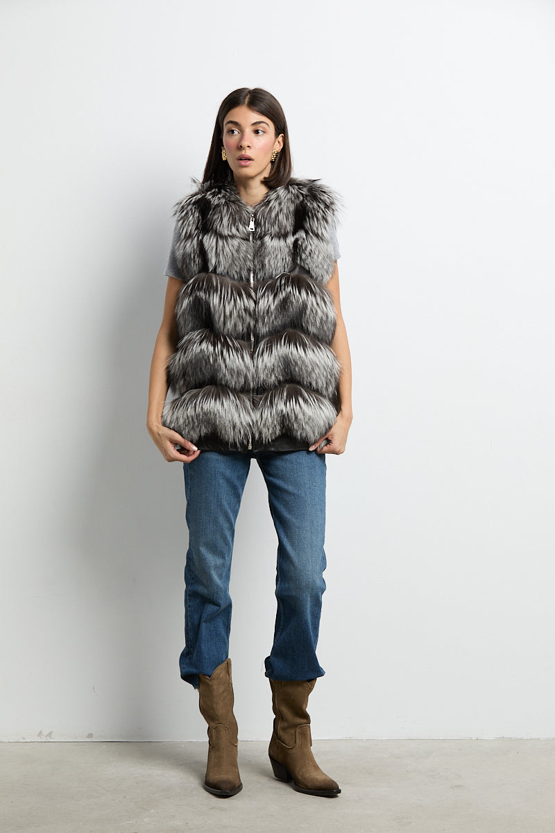 Chaleco zorro natural silver fox