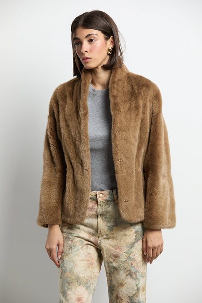 Chaqueta de visón modelo Kyoto camel