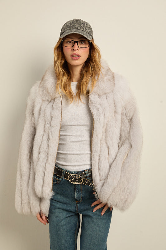 Chaqueta zorro natural blue fox