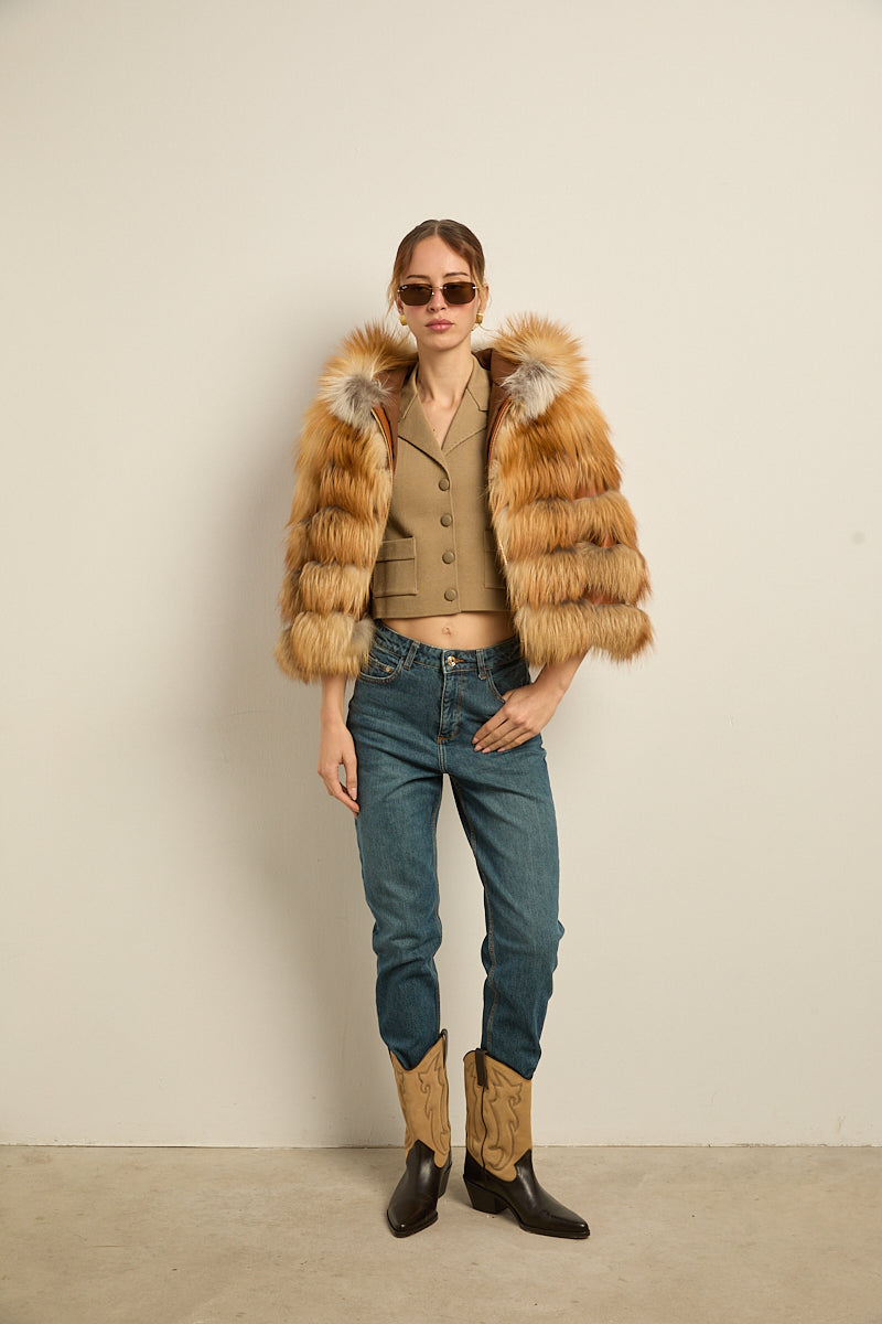 Chaqueta con capucha zorro gold