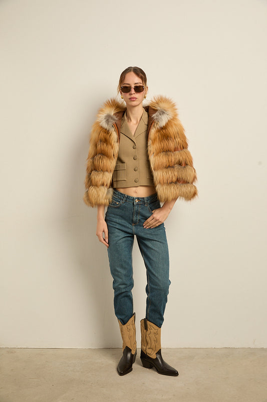 Chaqueta con capucha zorro gold
