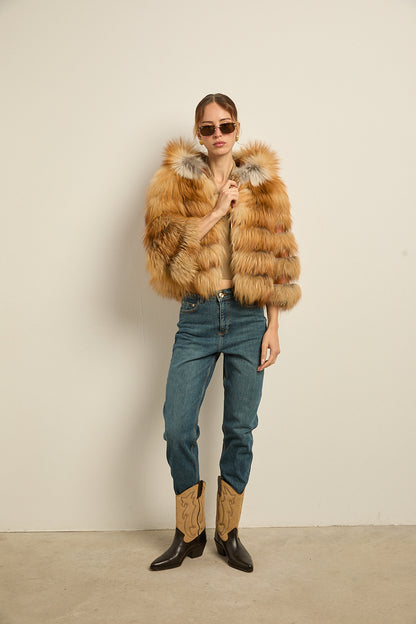 Chaqueta con capucha zorro gold