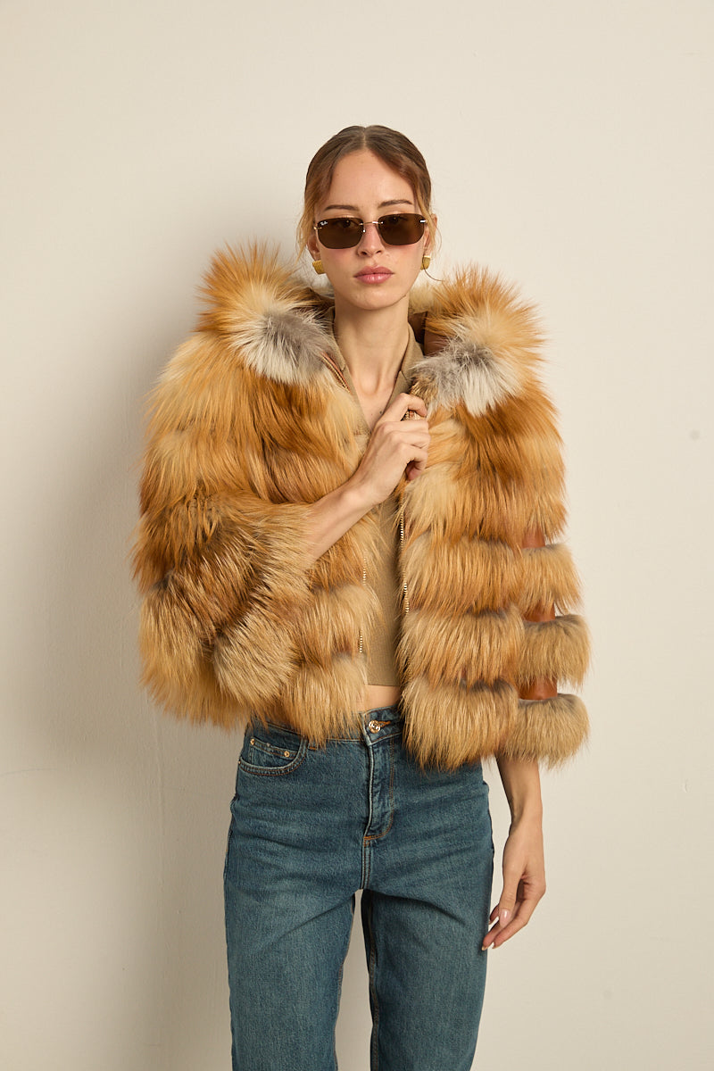 Chaqueta con capucha zorro gold