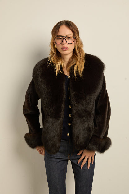 Chaqueta visón brown con zorro brown DIVA COLLECTION