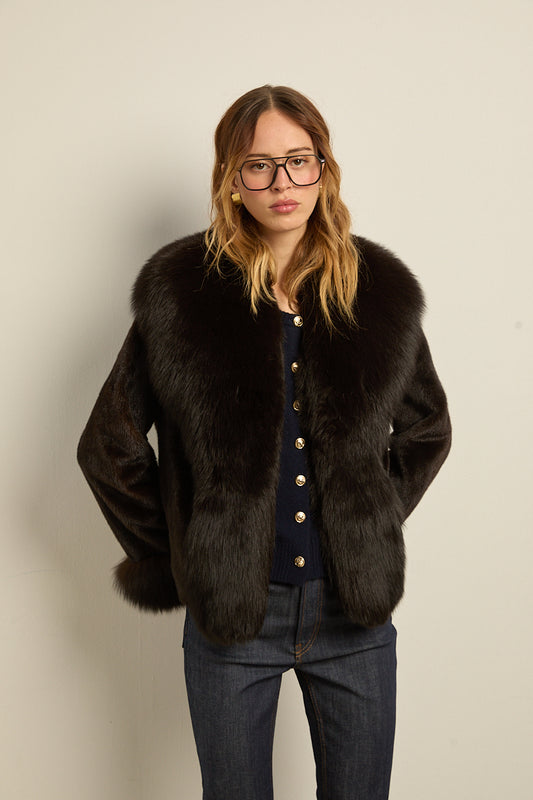 Chaqueta visón brown con zorro brown DIVA COLLECTION