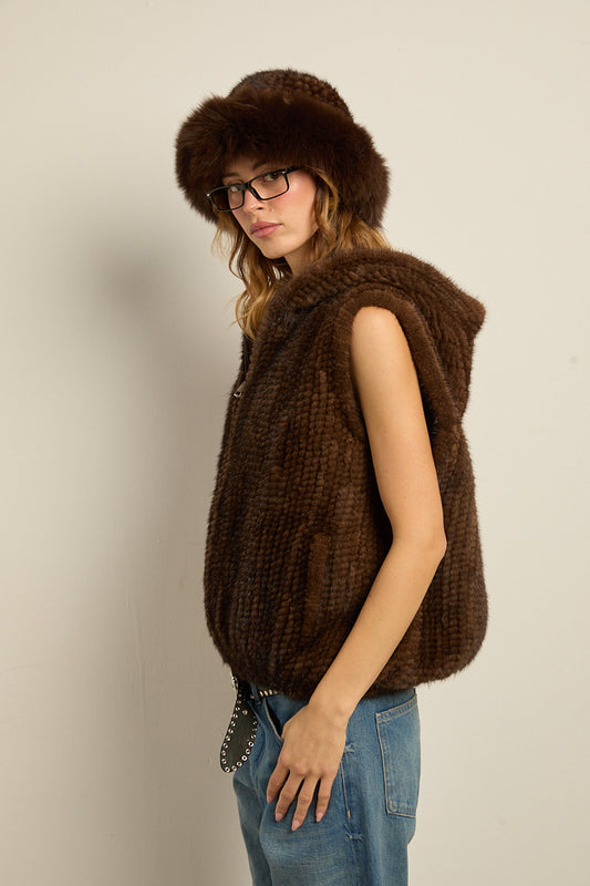 Gorro visón natural con zorro