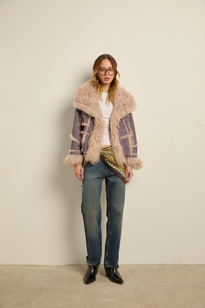 Chaqueta doble faz lila rabbit con cordero