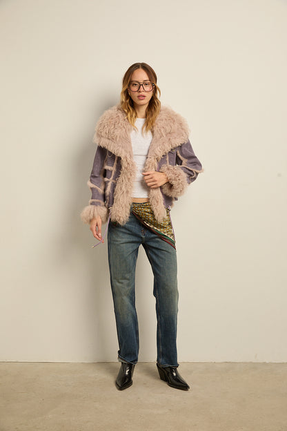 Chaqueta doble faz lila rabbit con cordero