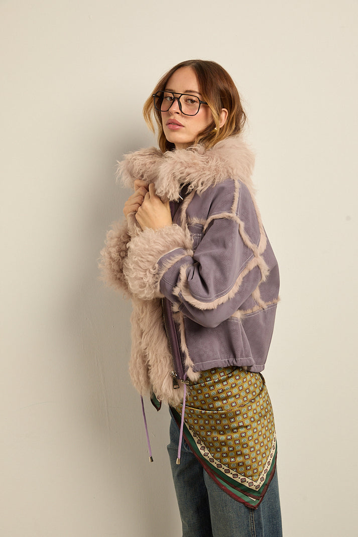 Chaqueta doble faz lila rabbit con cordero – Bufandas Cuellos & Co