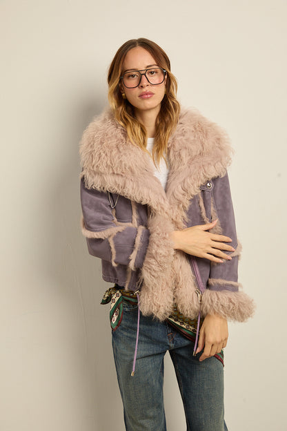 Chaqueta doble faz lila rabbit con cordero