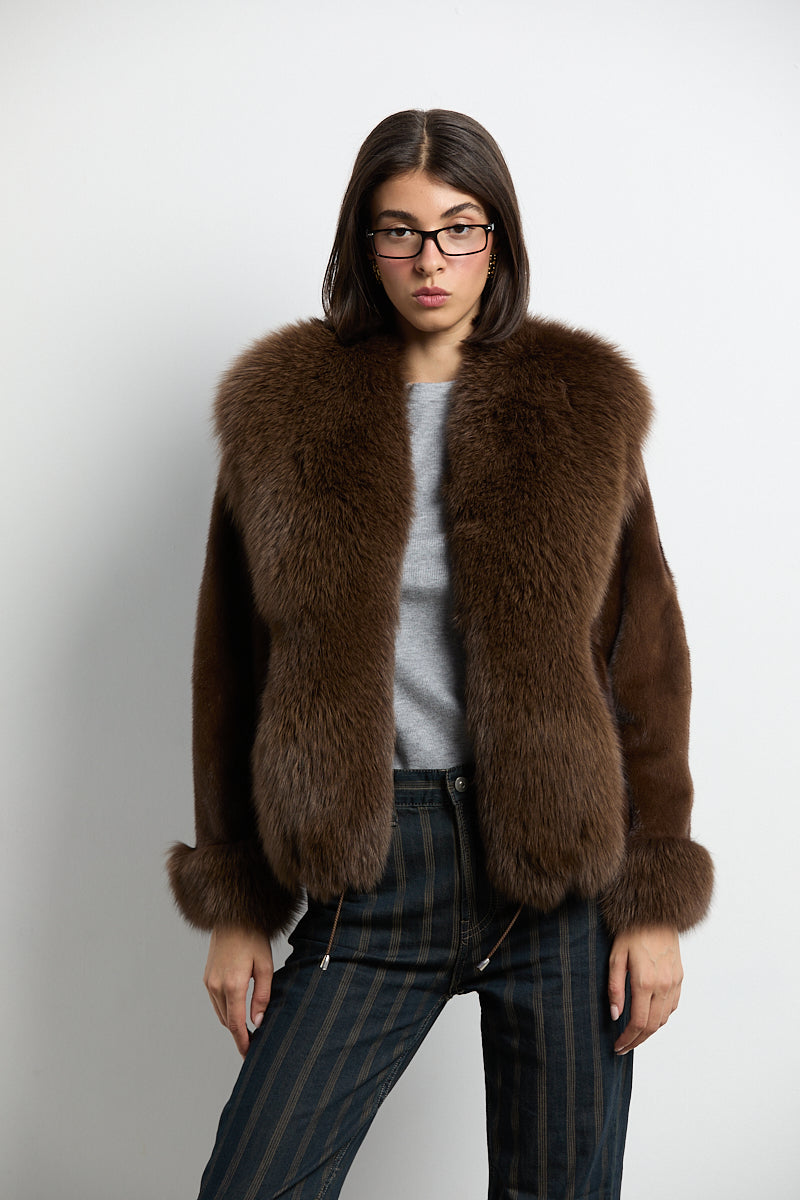 Chaqueta visón demi con zorro marrón DIVA COLLECTION