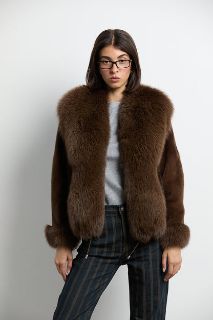 Chaqueta visón demi con zorro marrón DIVA COLLECTION